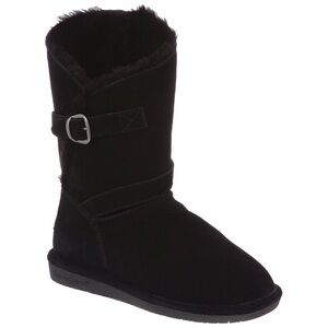 Size 11 Ladies BearPaw Black Suede Winter Boots with Buckle